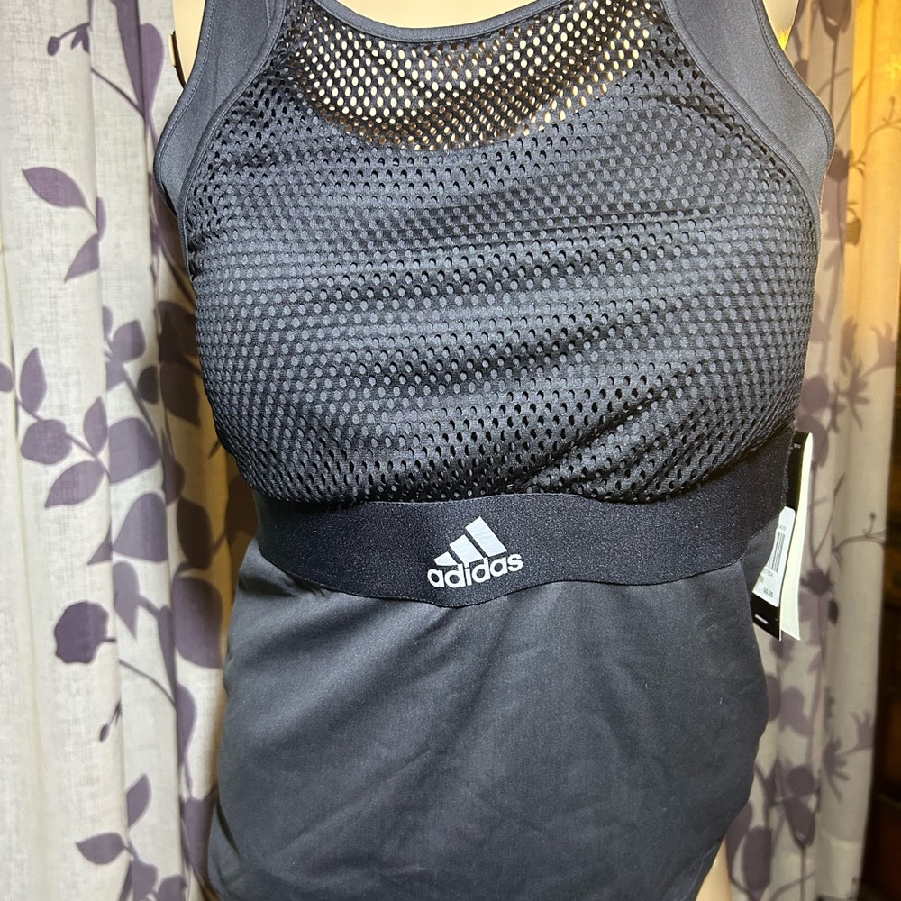 Adidas climalite newyork black tanktop mesh tank fitness wear padded bra